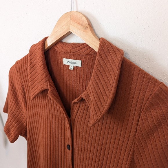 Madewell Rust Button-Up Ribbed Top - Picture 6 of 12